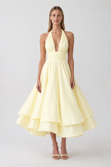 Vestido Celeste amarelo – frente