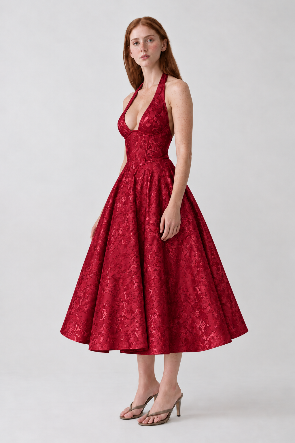 Vestido Delfina vermelho - lado