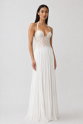 Vestido Éloïse branco, vista de frente, Modelo 3