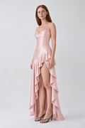 Vestido Lavínia rosa — vista lateral