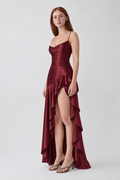 Vestido Lavínia vinho — vista lateral